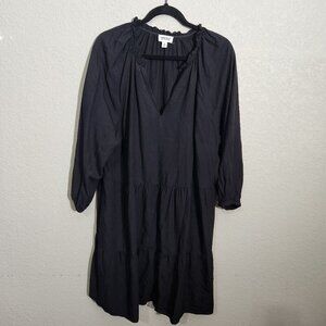 Caralyn Mirand The Drop Black Tiered Long Sleeve V-Neck Dress XXL Boho Peasant
